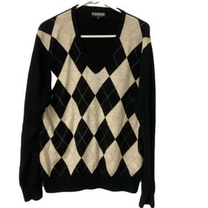 Express Merino Wool Sweater Men's XL Black and White‎
